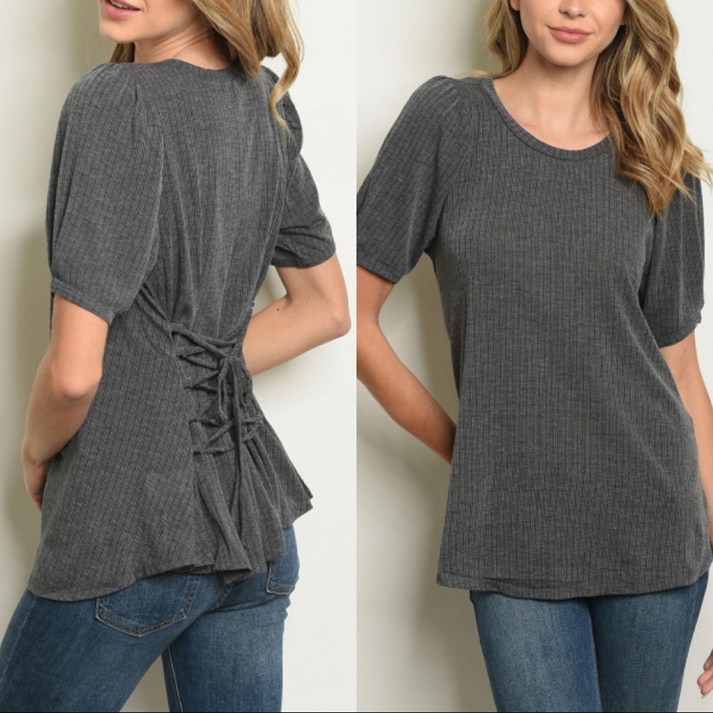 💕 Charcoal Laced Back Top